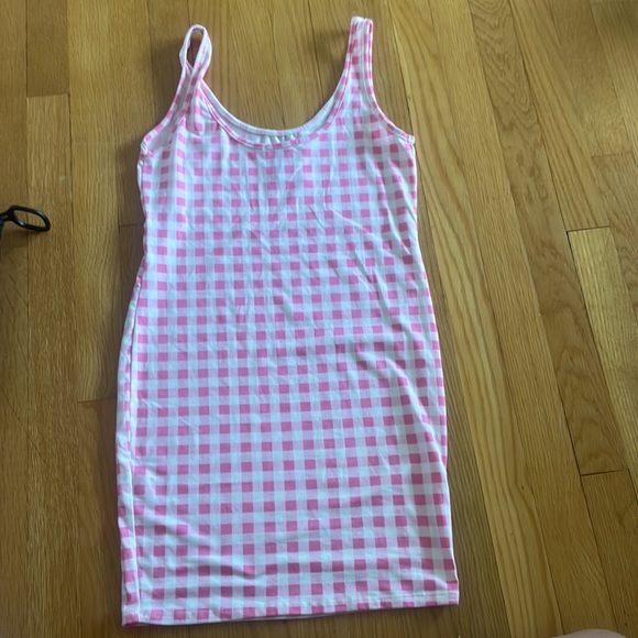 Pink and white checkered form fitting mini dress - Picture 2 of 2